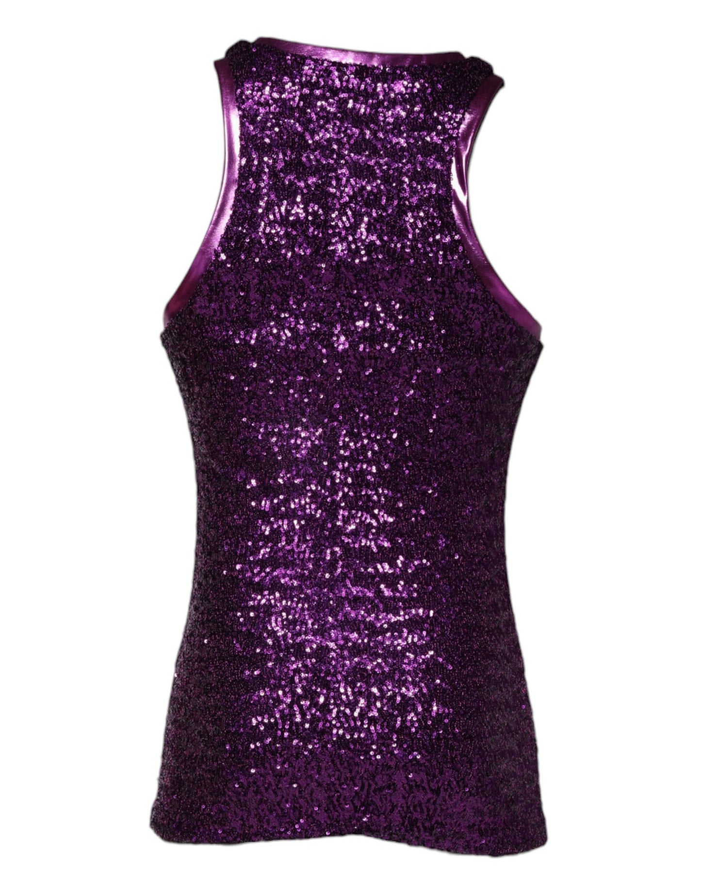 T-shirt sans manches à col rond et paillettes violettes