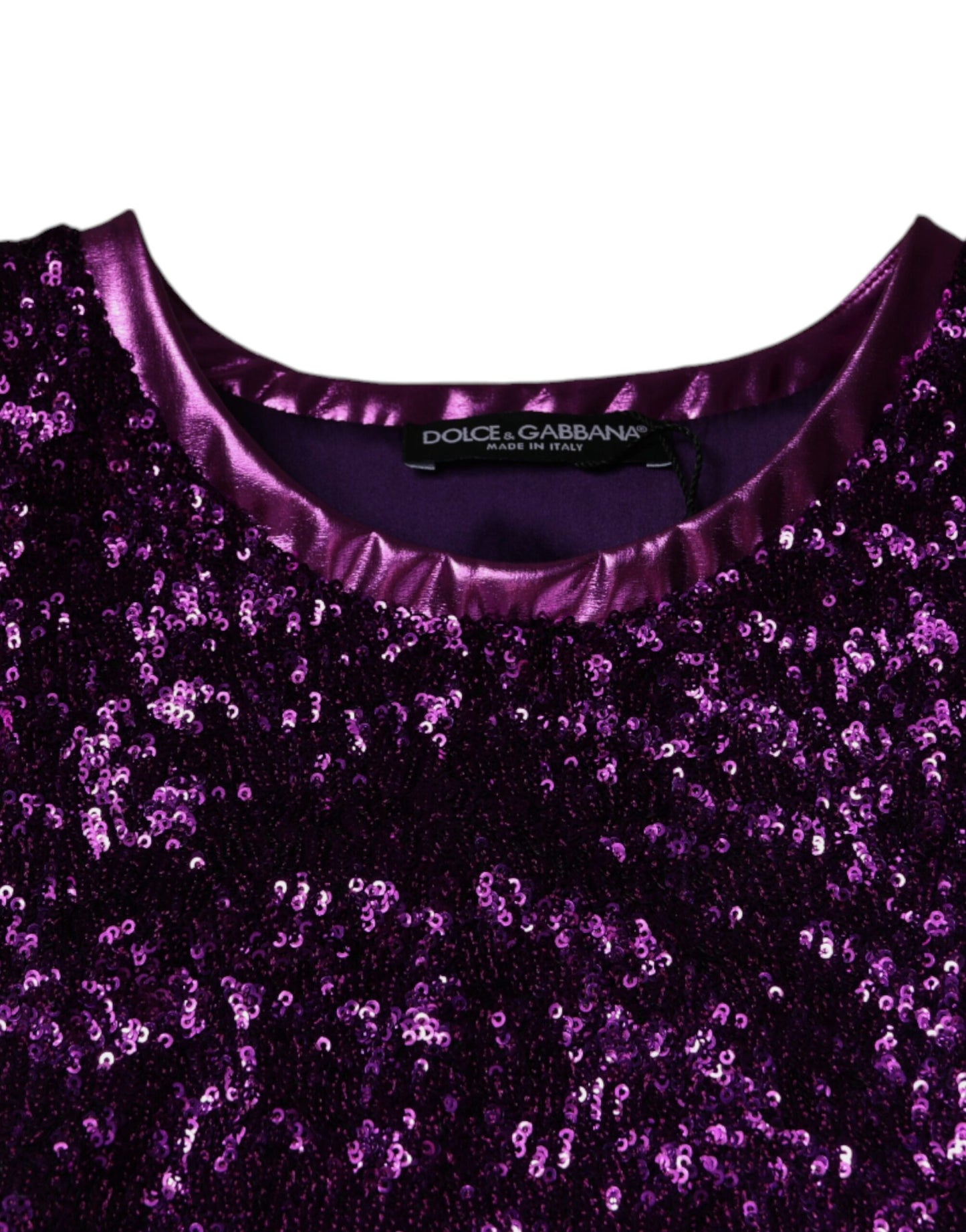 T-shirt sans manches à col rond et paillettes violettes