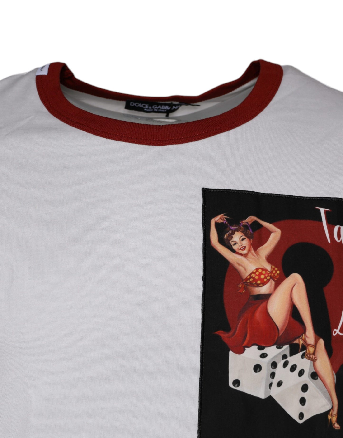 T-shirt col rond en coton blanc à imprimé graphique