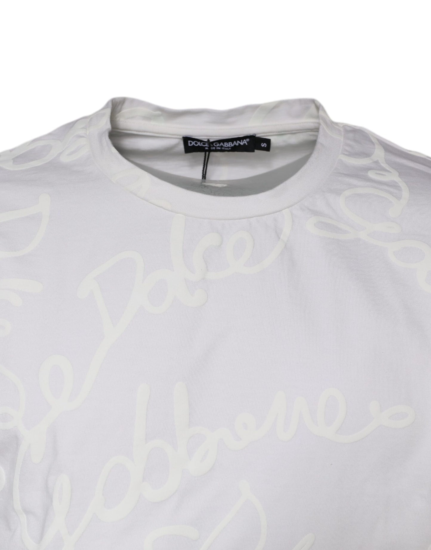 T-shirt col rond en coton blanc avec logo imprimé