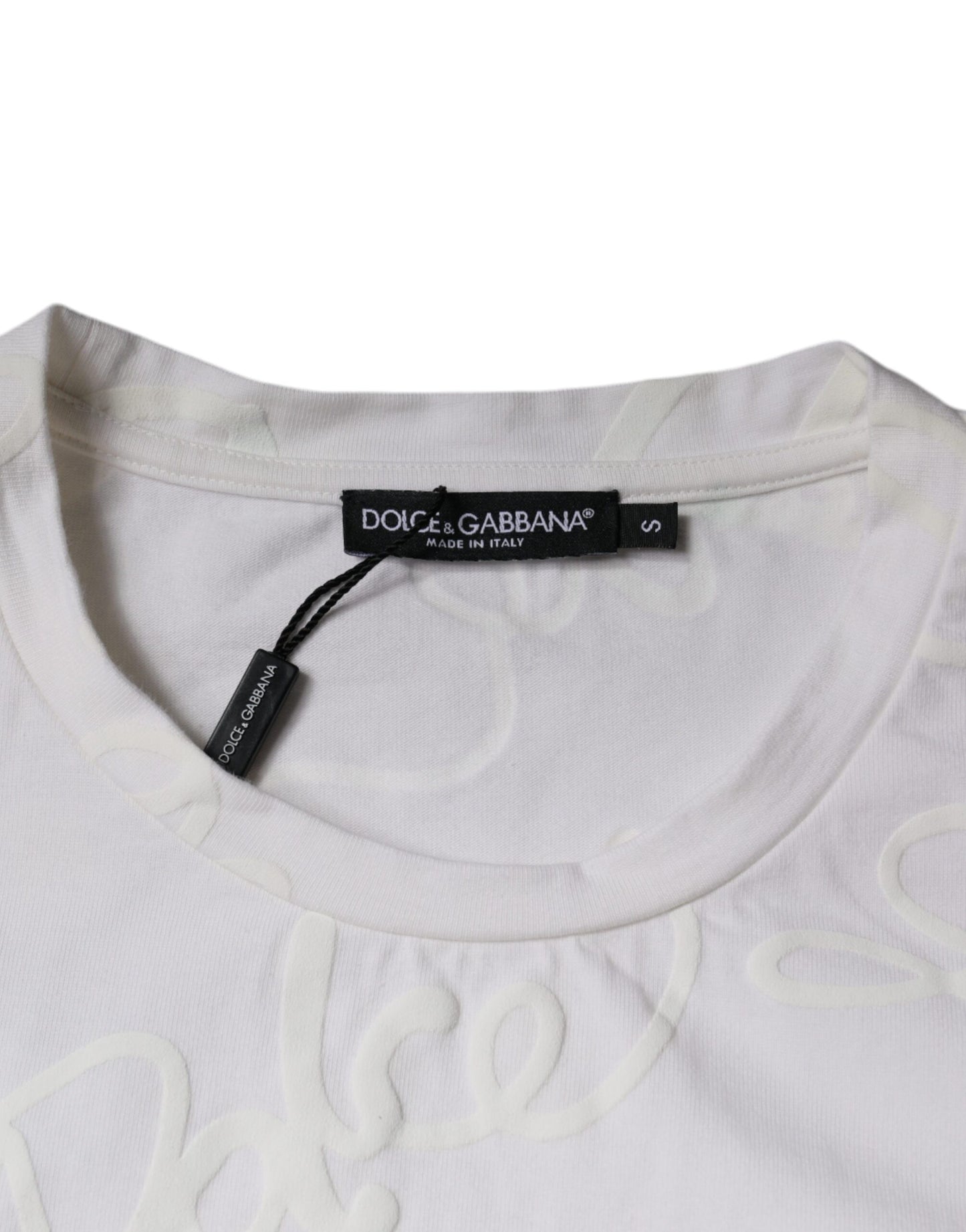 T-shirt col rond en coton blanc avec logo imprimé