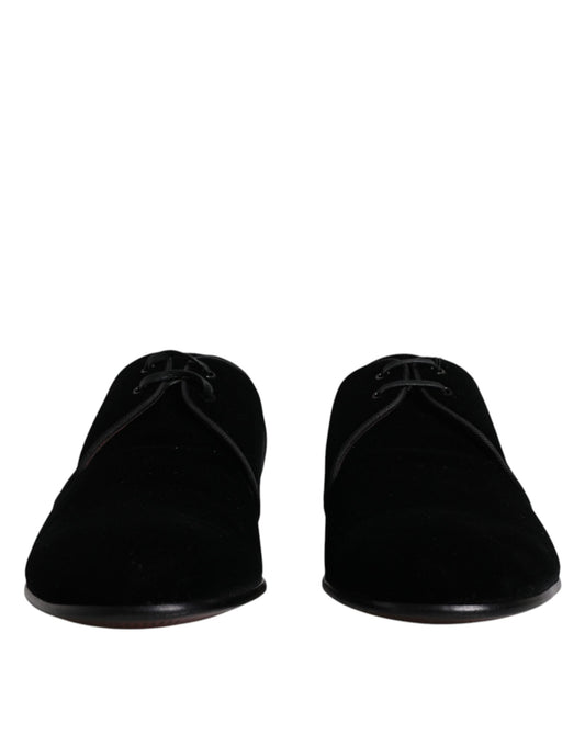 Chaussures Derby à lacets en cuir velours noir