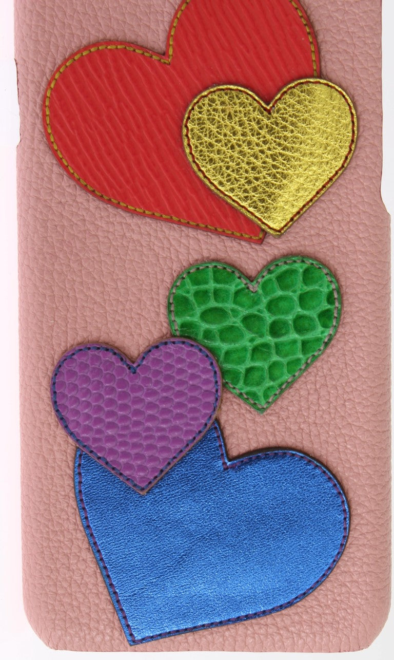 Funda de teléfono de cuero rosa con forma de corazón