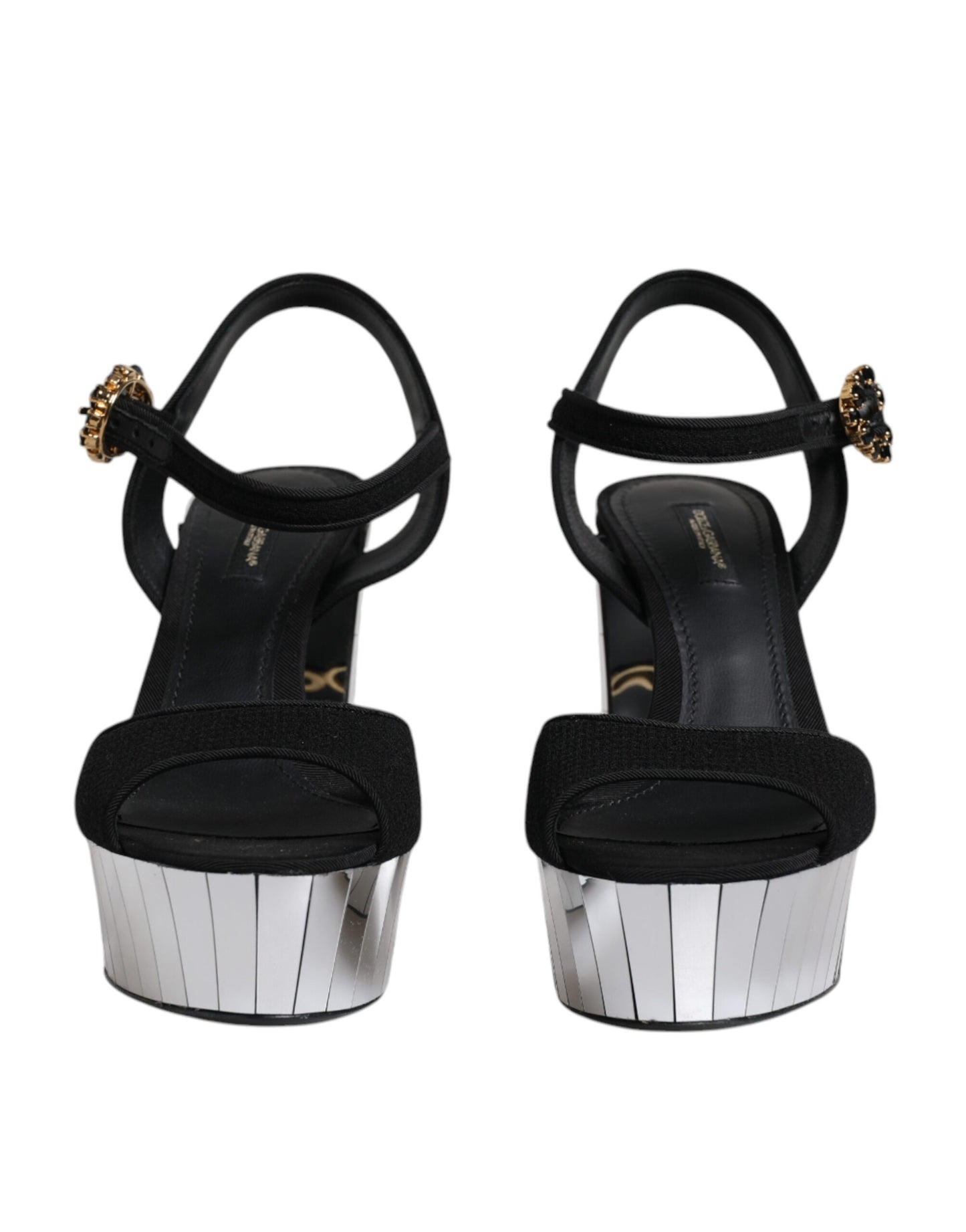 Sandalias de plataforma con tacones de espejo negro