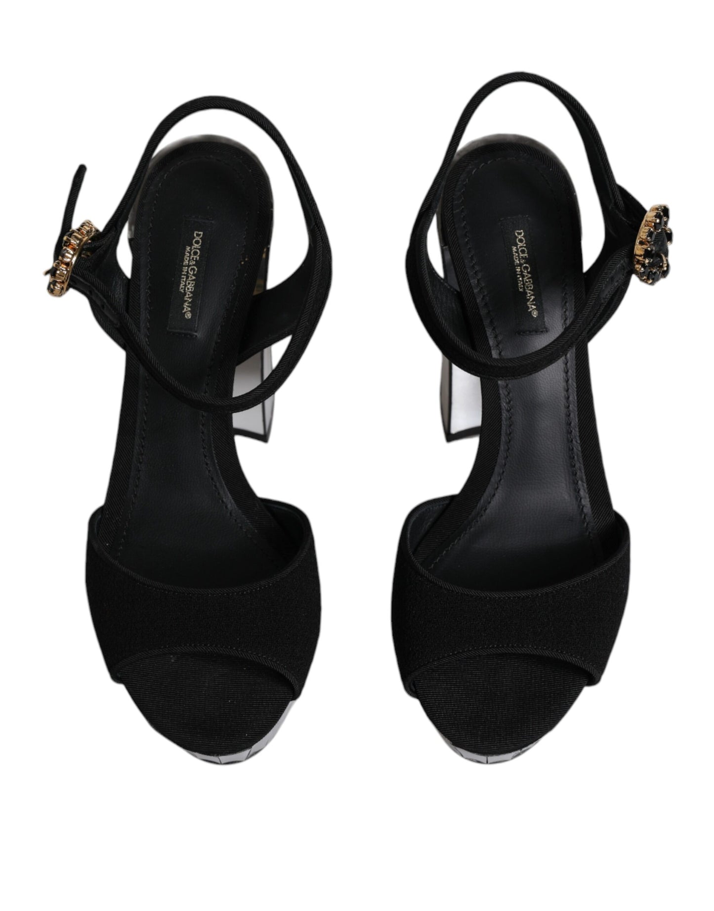Sandalias de plataforma con tacones de espejo negro