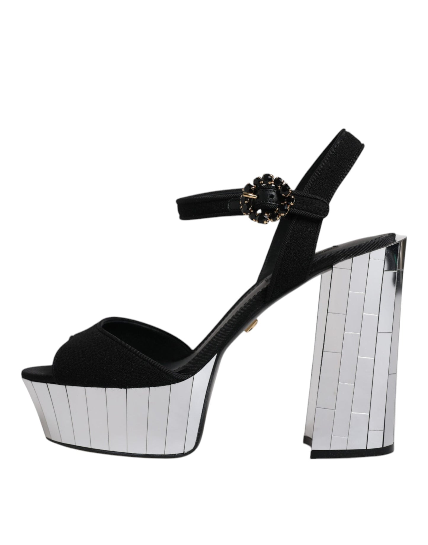 Sandalias de plataforma con tacones de espejo negro