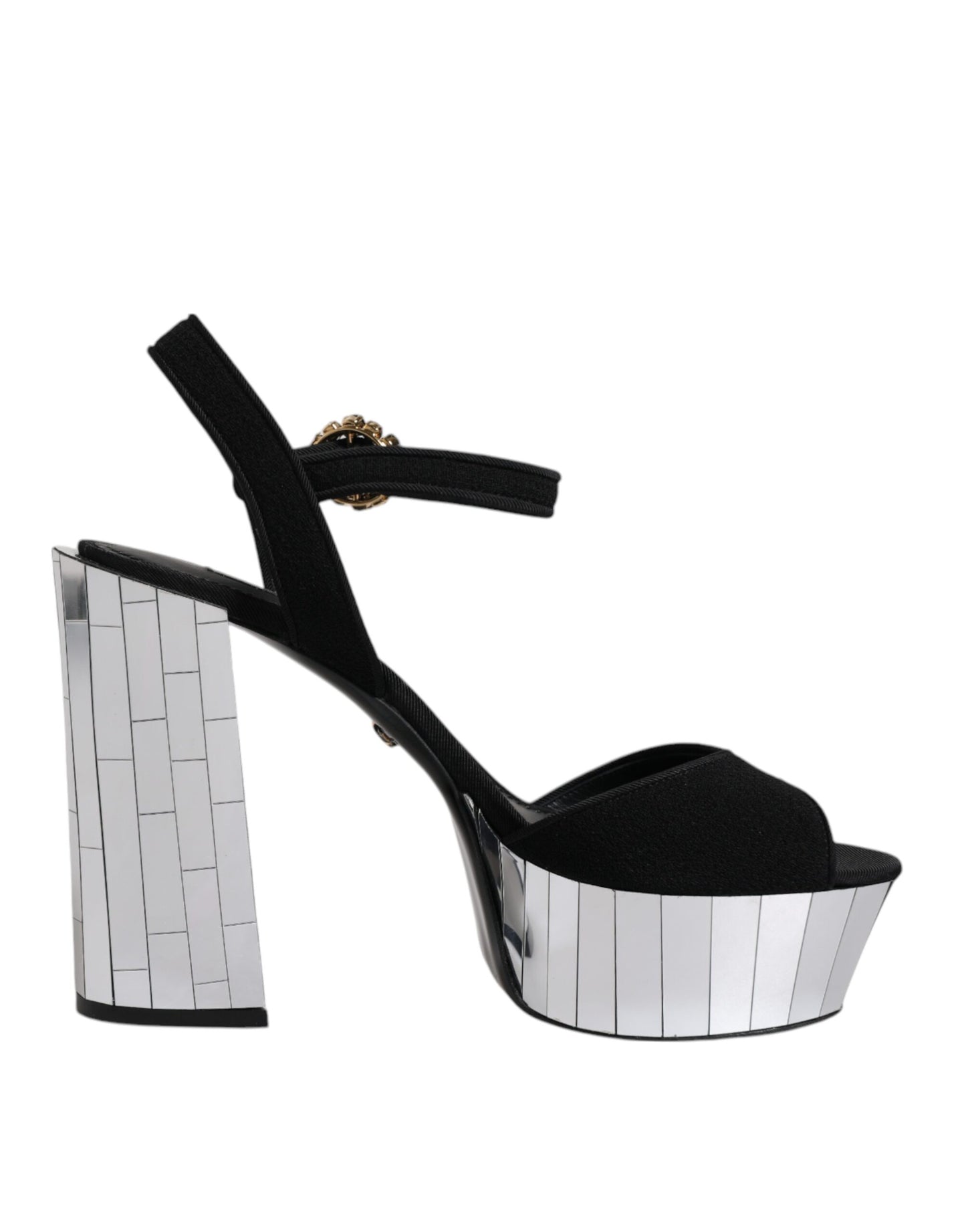 Sandalias de plataforma con tacones de espejo negro