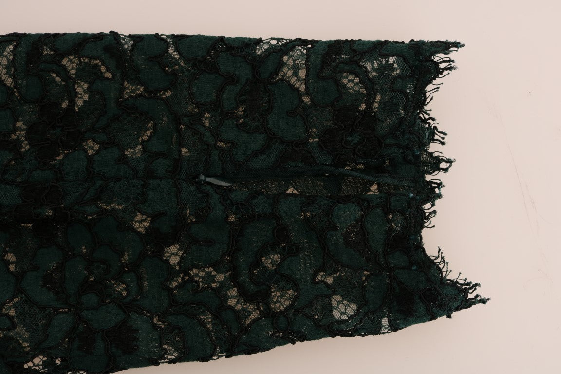 Leggings de encaje floral verde