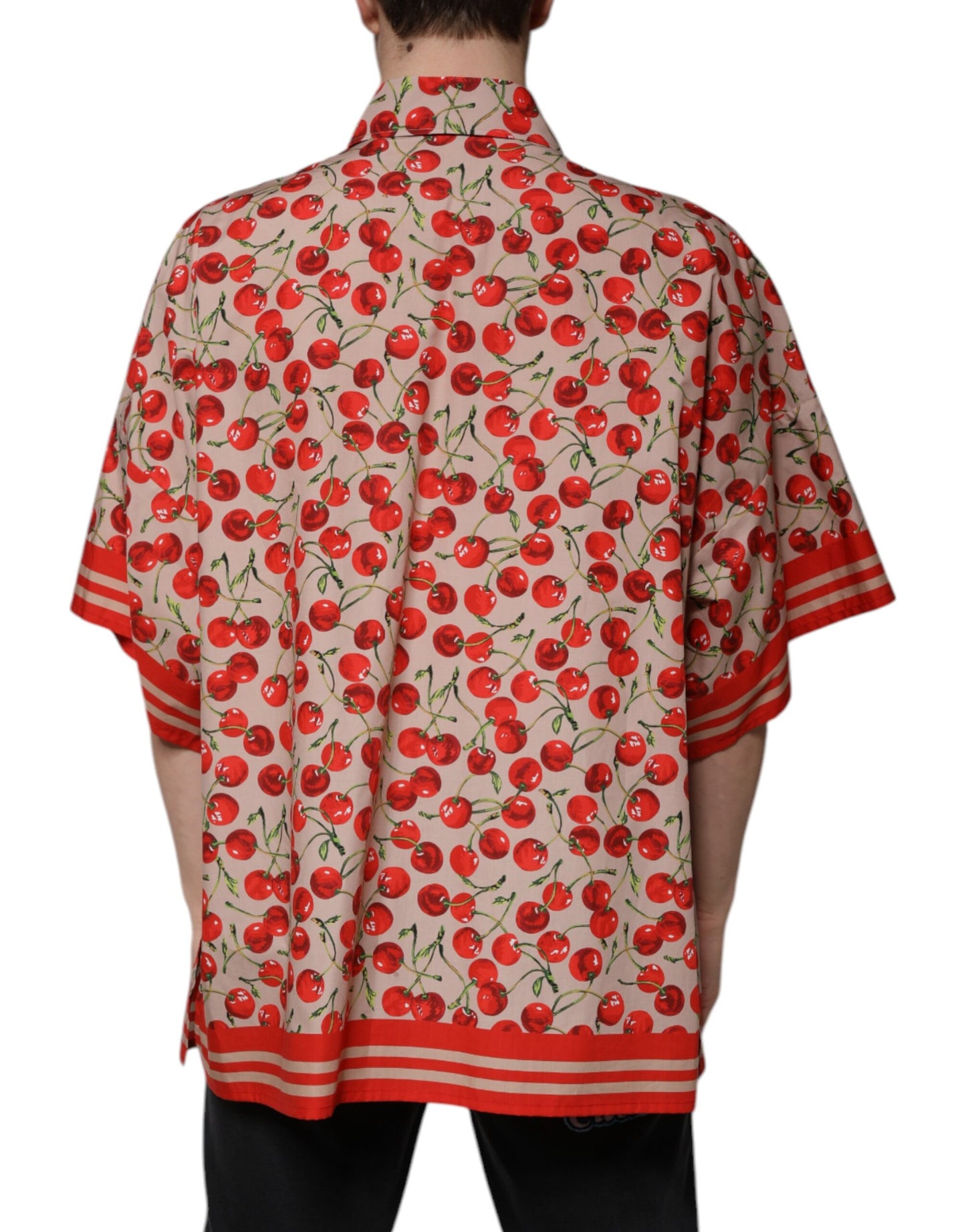 Camisa informal con botones color cereza beige para hombre