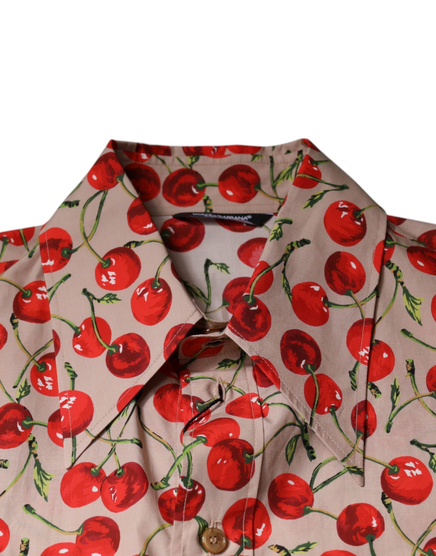 Camisa informal con botones color cereza beige para hombre