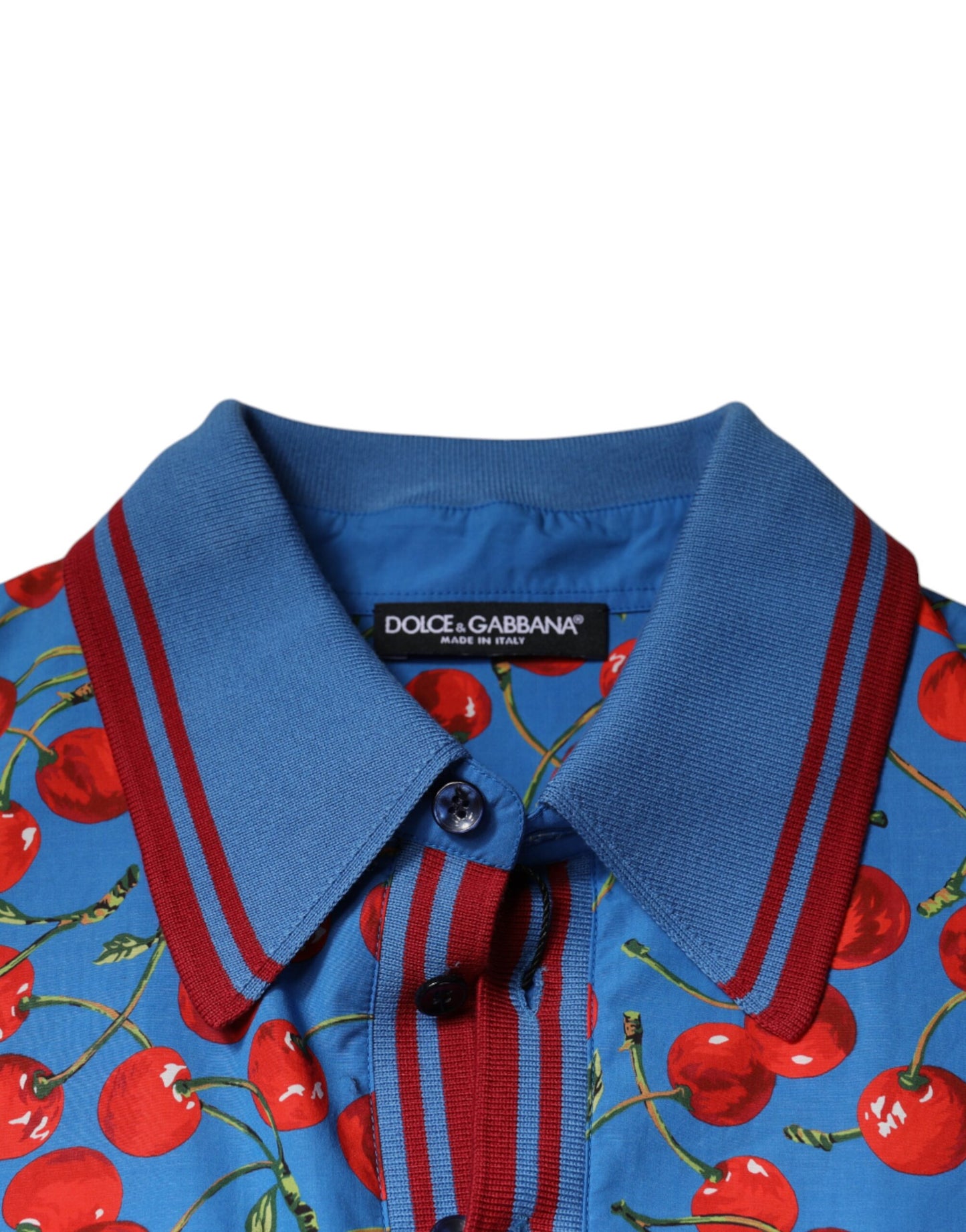 Polo à col en coton bleu cerise pour homme