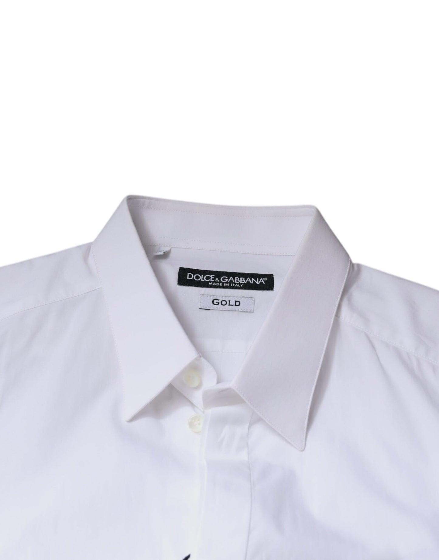 Chemise habillée en coton blanc avec logo doré pour homme