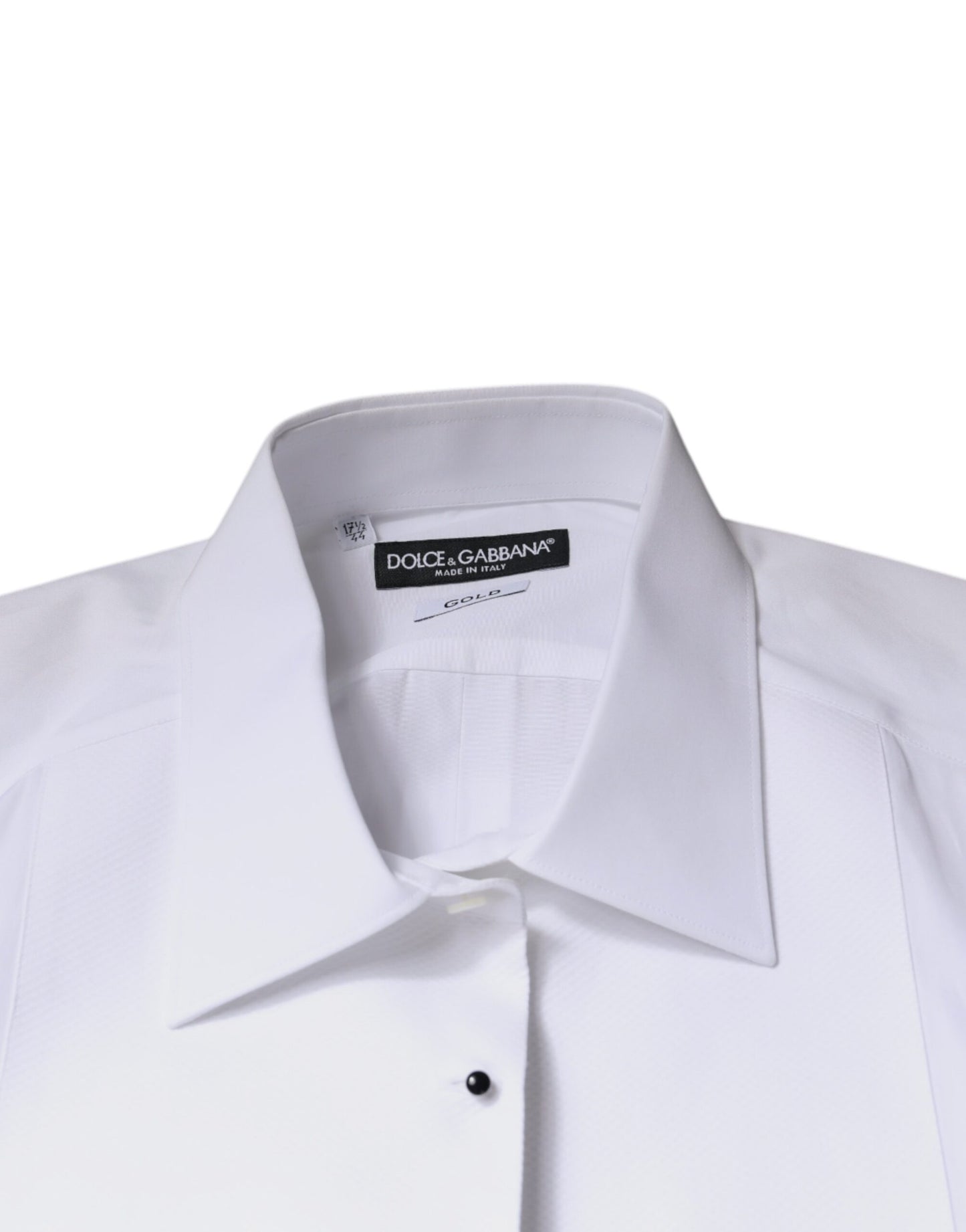 Chemise habillée en popeline de coton blanche à plastron doré