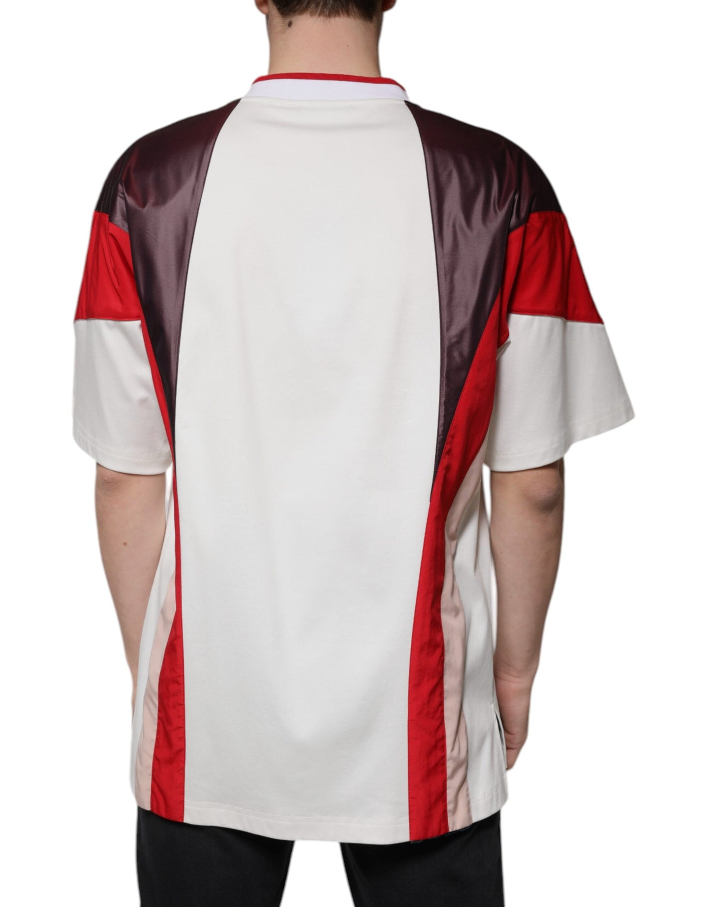 T-shirt col V en jersey de coton avec logo multicolore