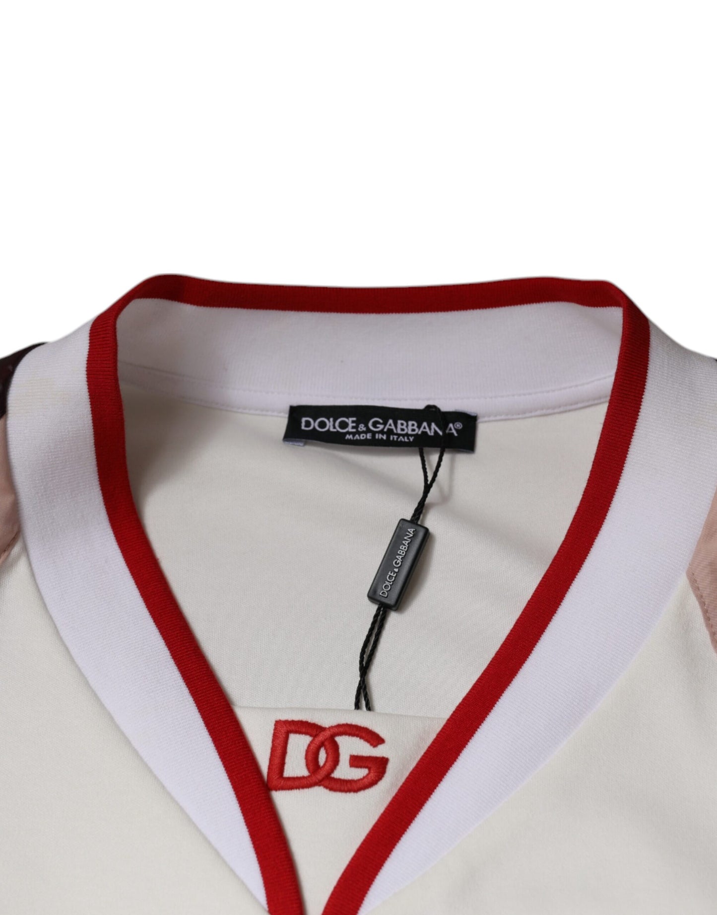 T-shirt col V en jersey de coton avec logo multicolore