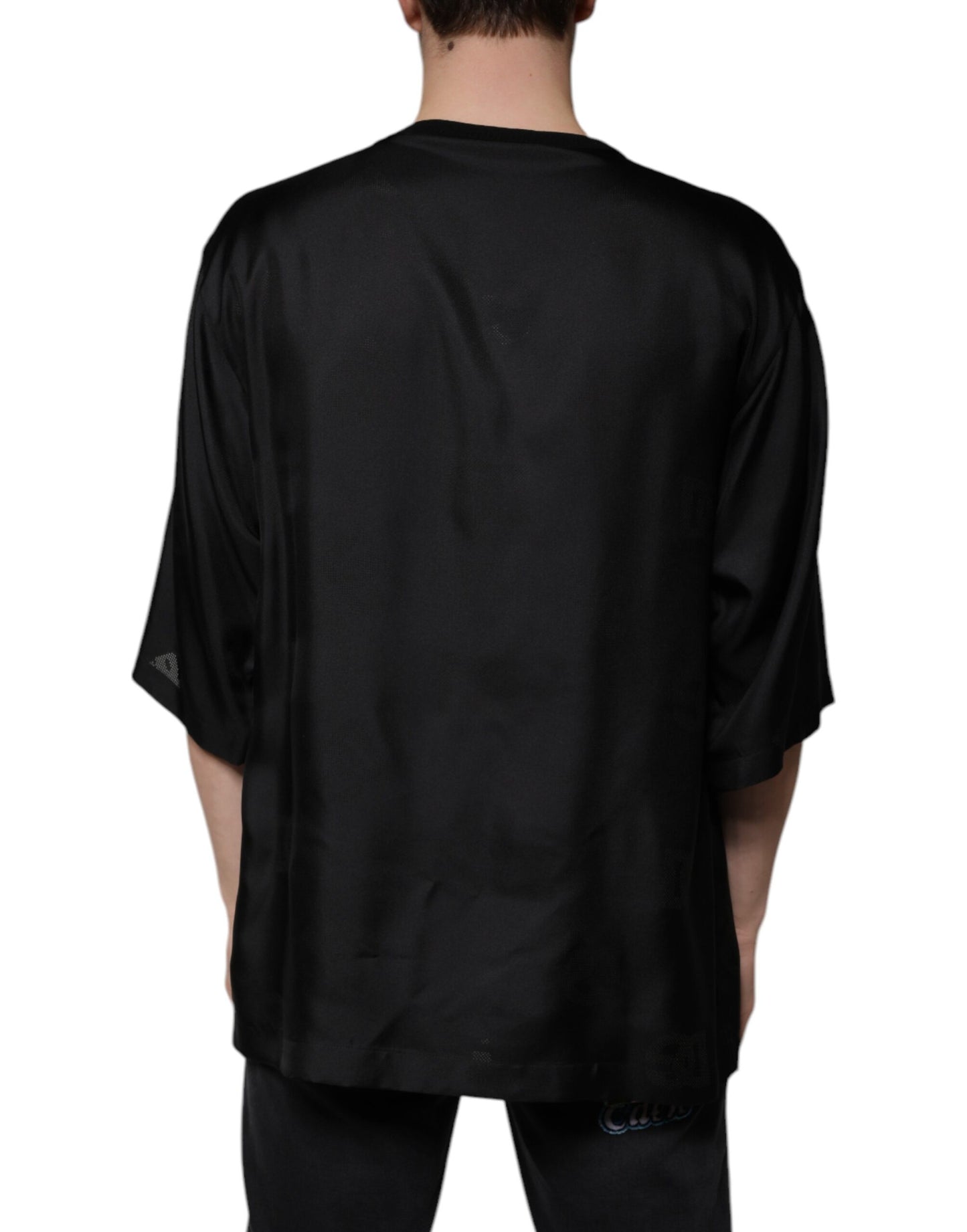 T-shirt à manches courtes et col carré en coton noir