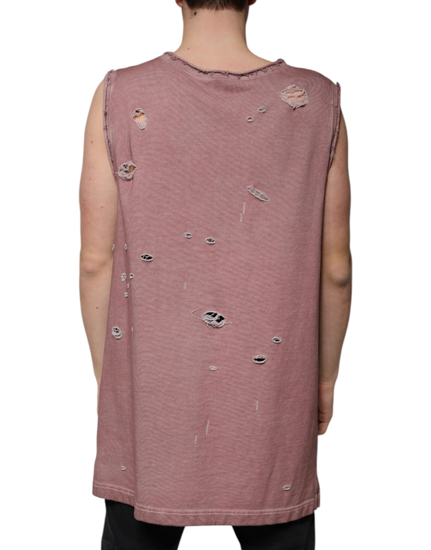 T-shirt sans manches à col rond en coton marron