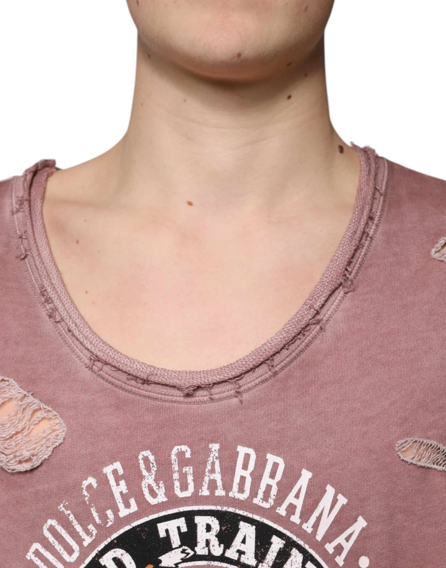 T-shirt sans manches à col rond en coton marron