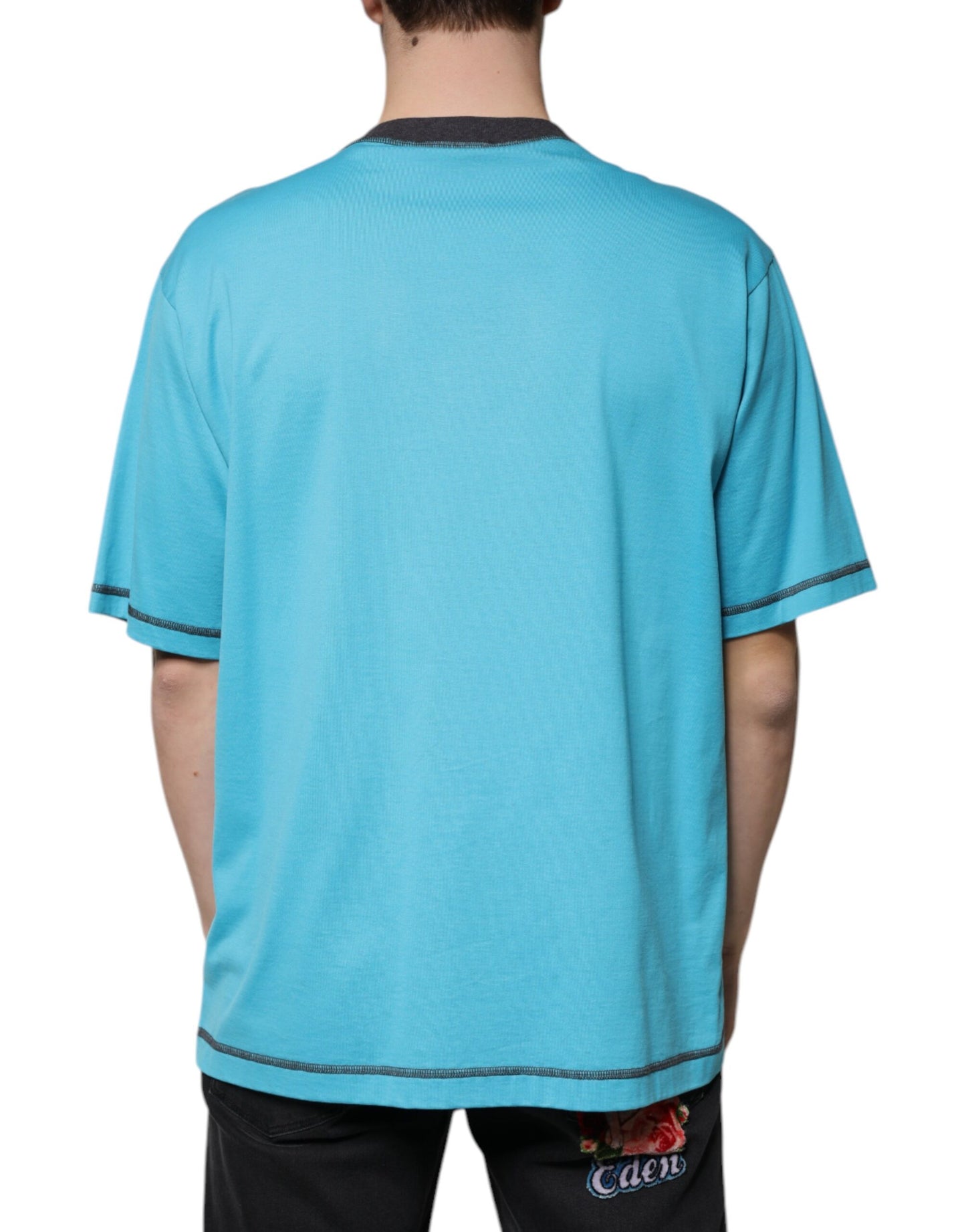 T-shirt ras du cou à manches courtes et logo bleu