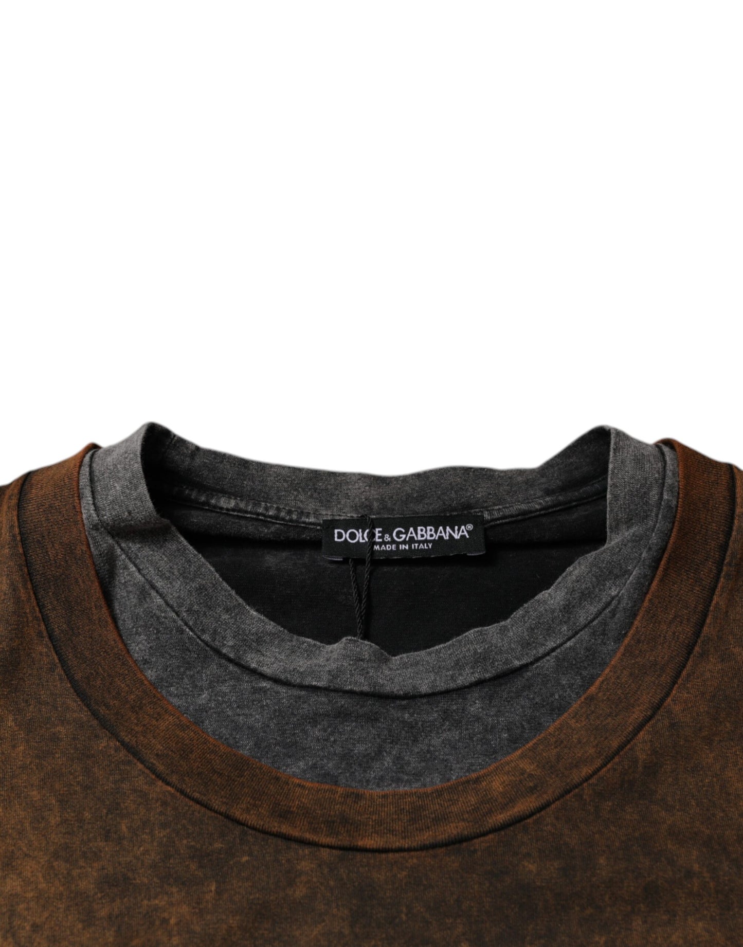 T-shirt sans manches à col rond en coton marron