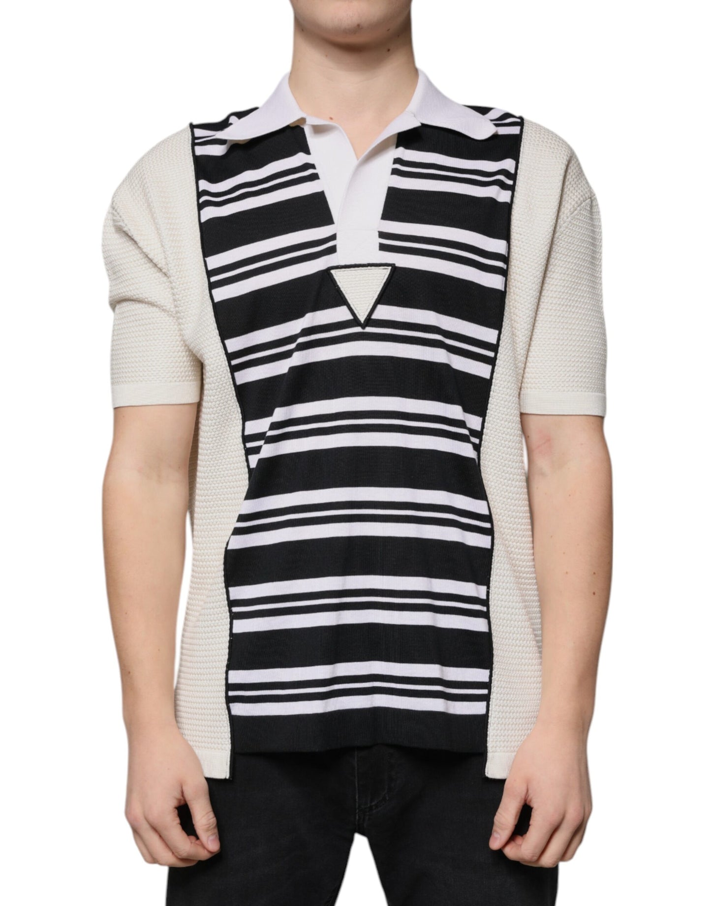 Polo à col rayé multicolore