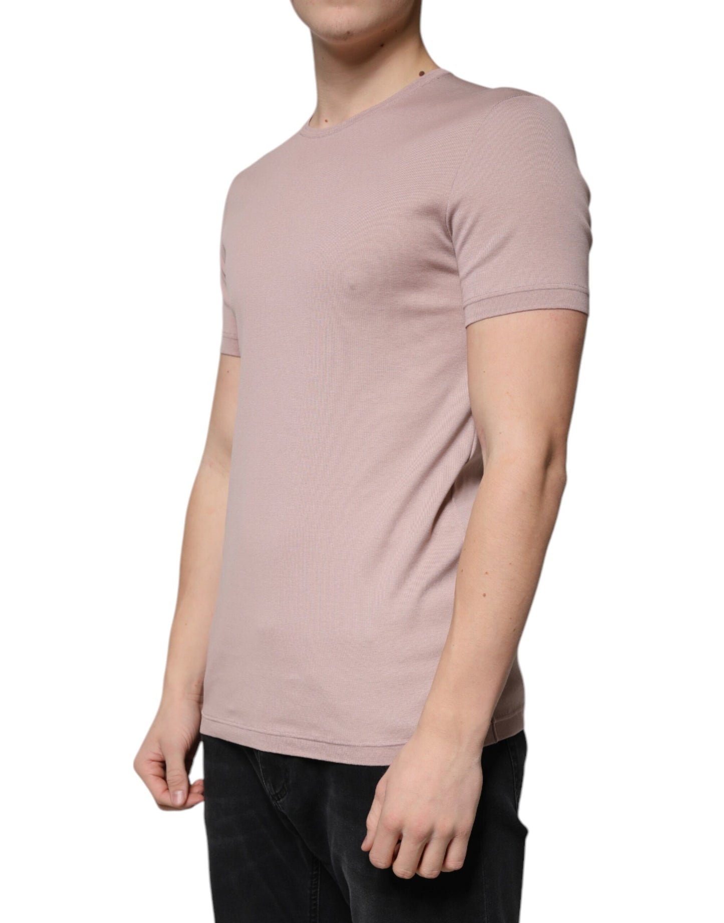 T-shirt marron à manches courtes et col rond en coton