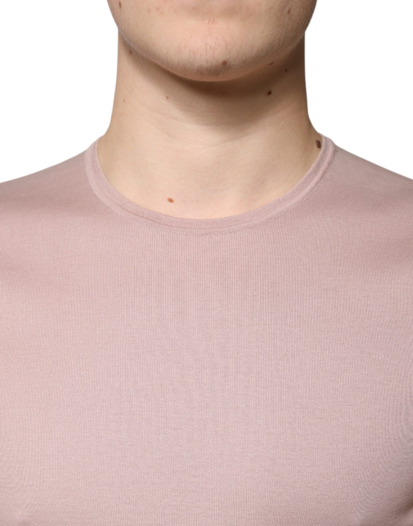 T-shirt marron à manches courtes et col rond en coton