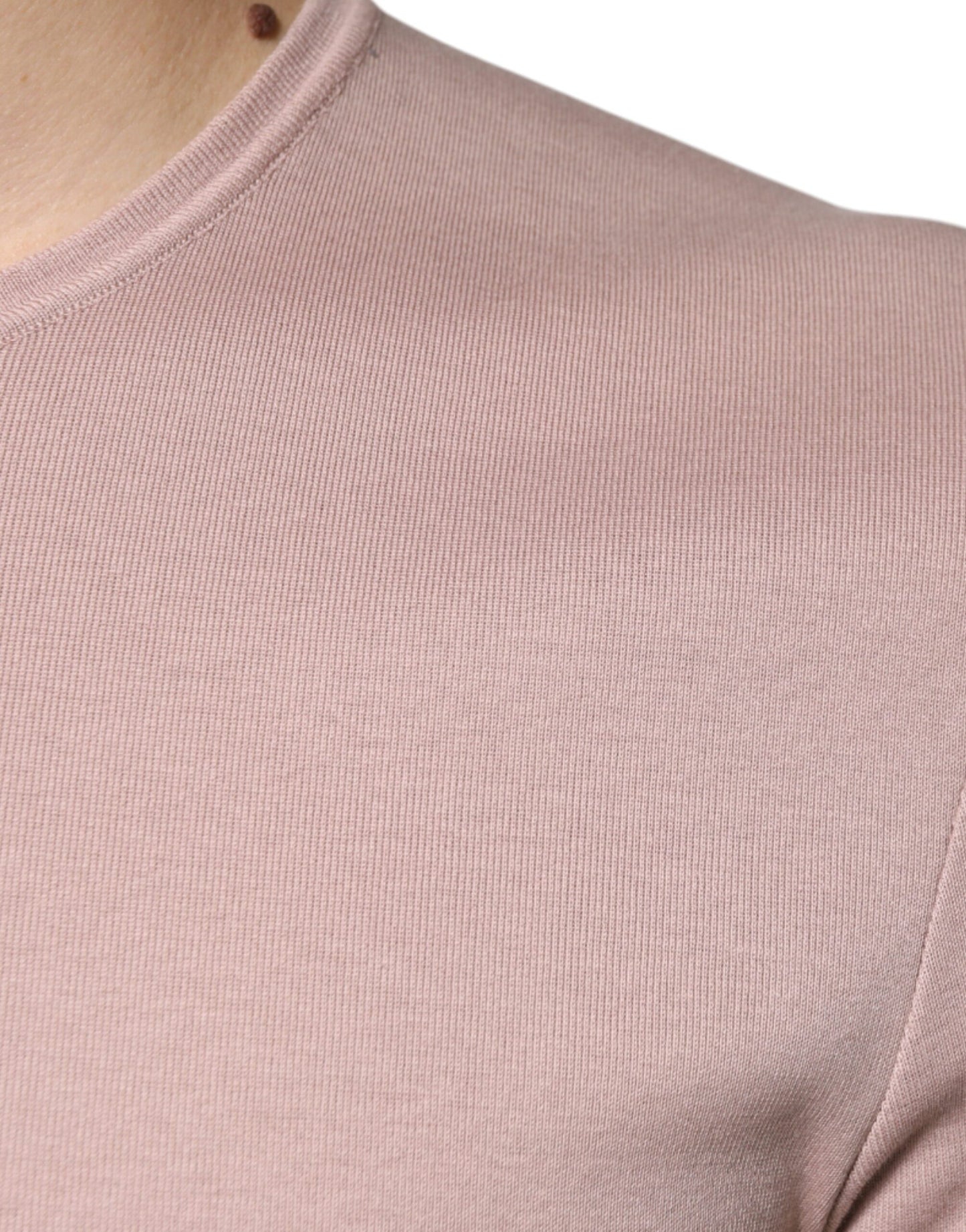 T-shirt marron à manches courtes et col rond en coton
