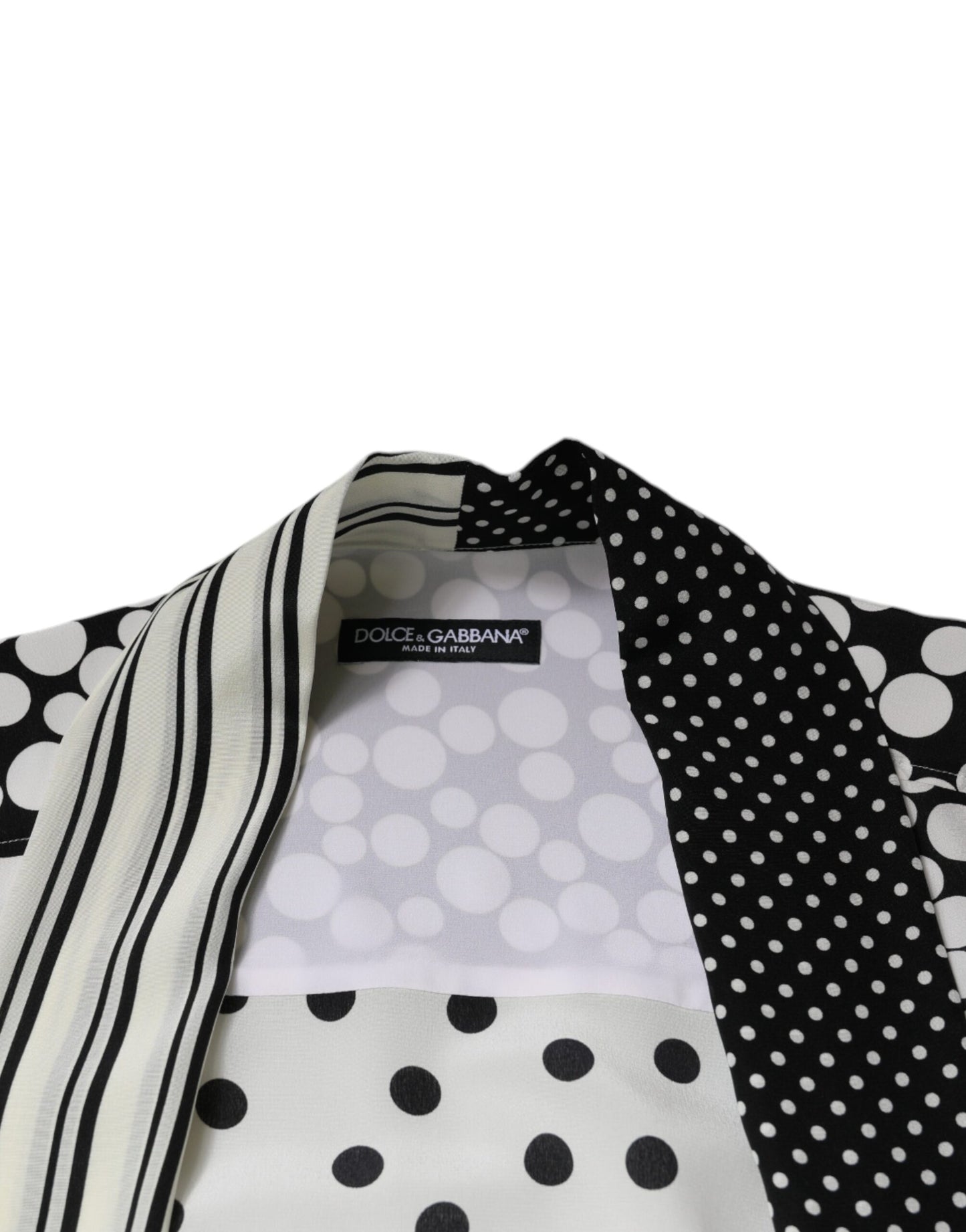Chemise décontractée en soie à pois noirs et blancs pour homme