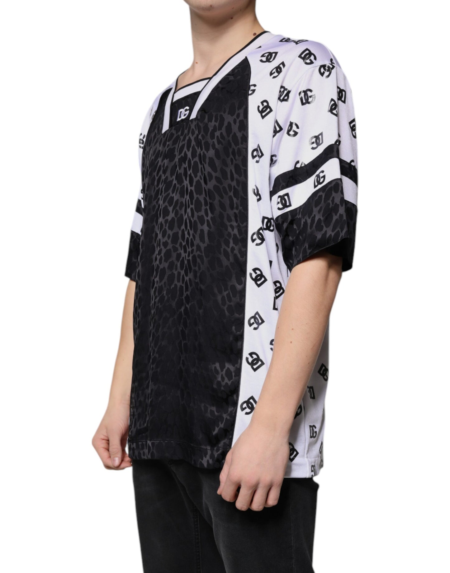 T-shirt à manches courtes pour homme avec logo noir et blanc