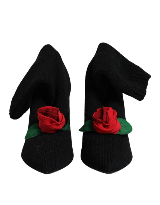 Bottes mi-mollet noires à talons aiguilles