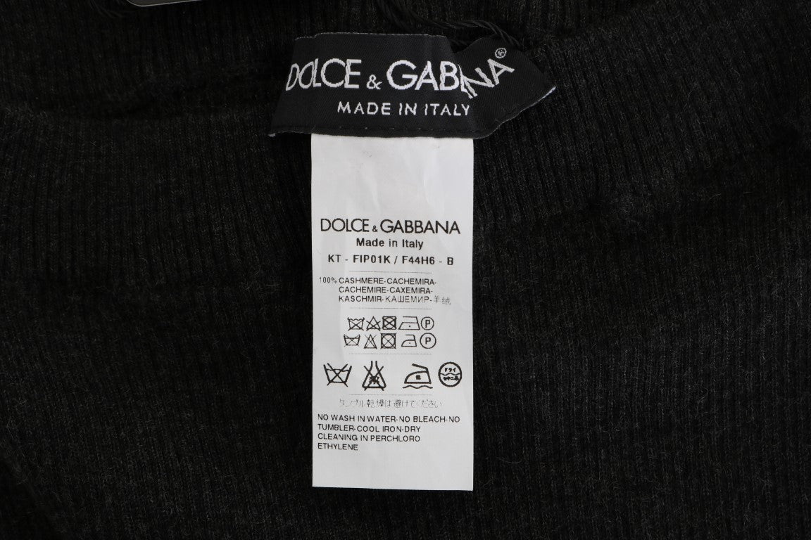 Medias elásticas acanaladas de cachemira gris