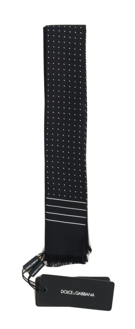 Pañuelo de seda azul oscuro con lunares