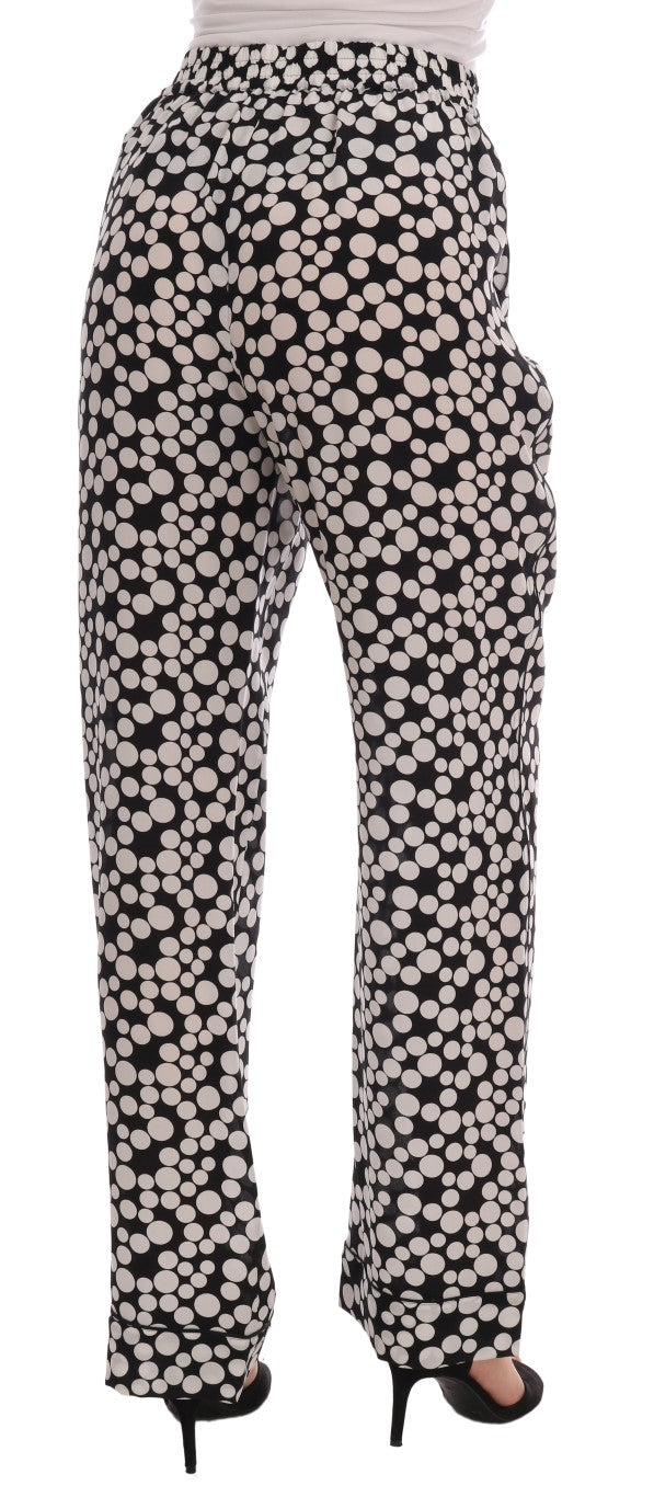 Pantalones de seda con lunares blancos y negros