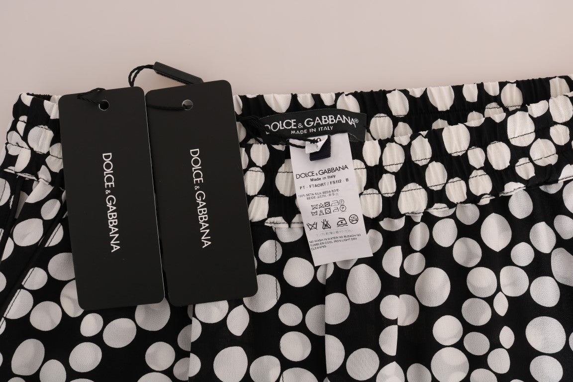 Pantalones de seda con lunares blancos y negros