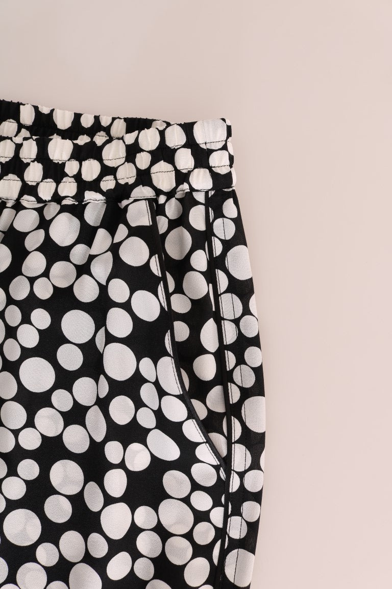 Pantalones de seda con lunares blancos y negros