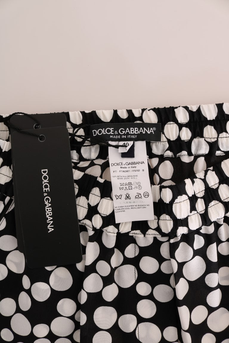 Pantalones de seda con lunares blancos y negros