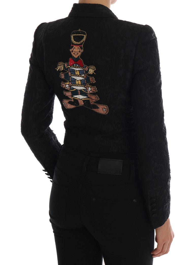 Chaqueta blazer de brocado negro