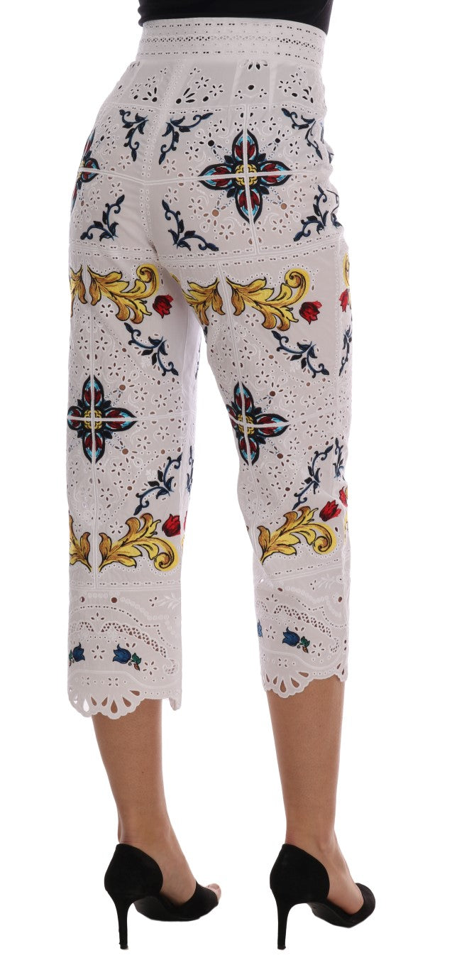 Pantalones capri con recortes de mayólica multicolor