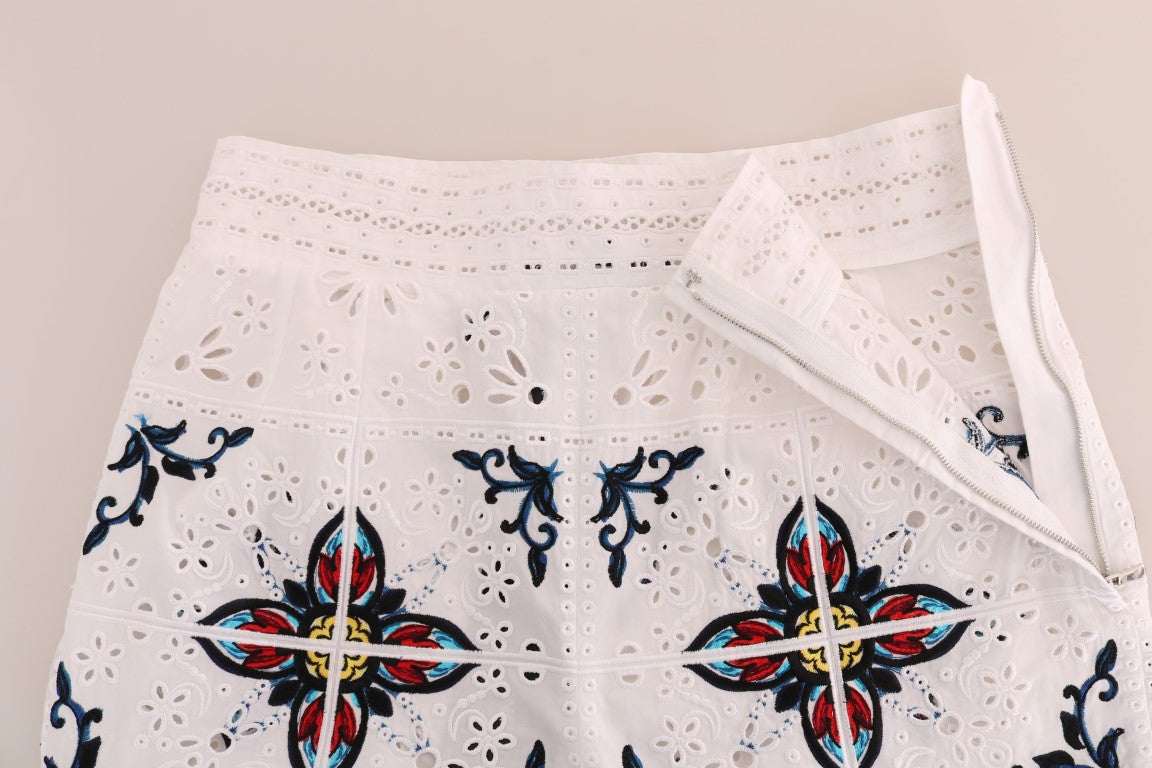 Pantalones capri con recortes de mayólica multicolor