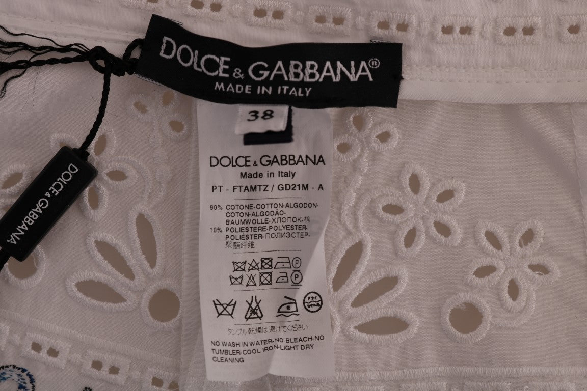 Pantalones capri con recortes de mayólica multicolor