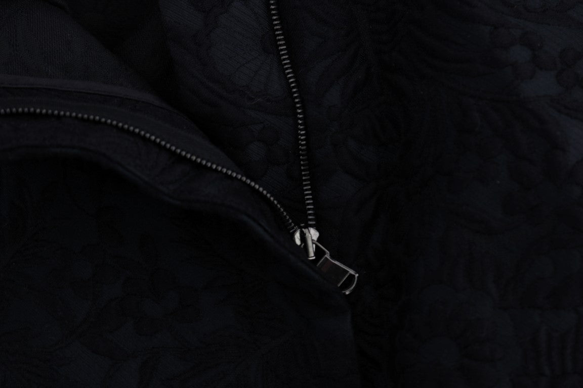 Pantalones cortos capri de cintura alta con brocado negro