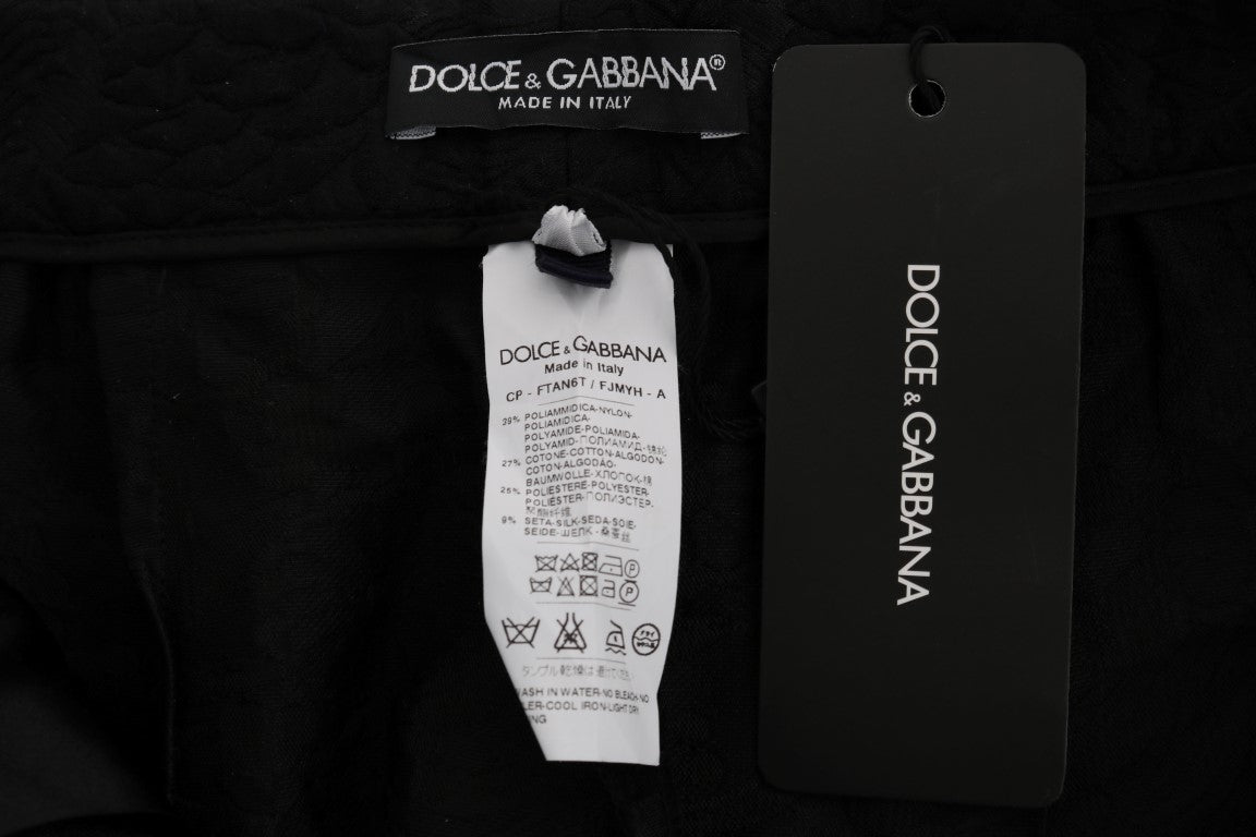 Pantalones cortos capri de cintura alta con brocado negro