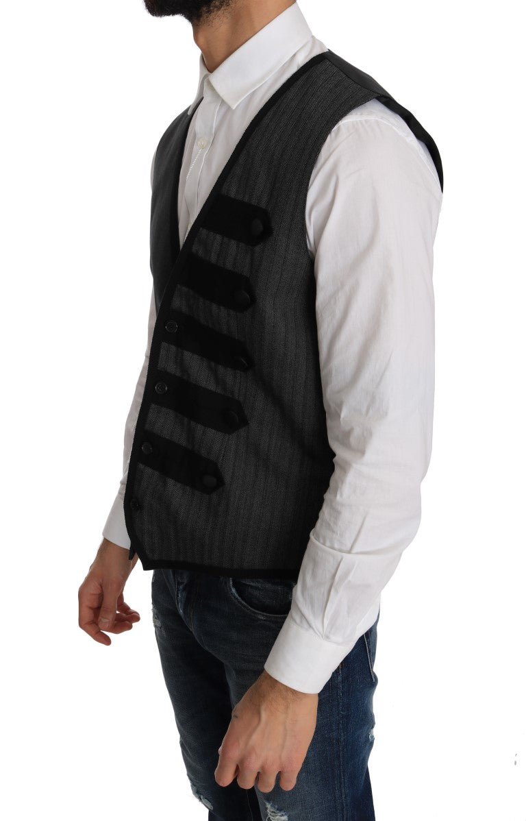 Chaleco ajustado estampado de lana gris