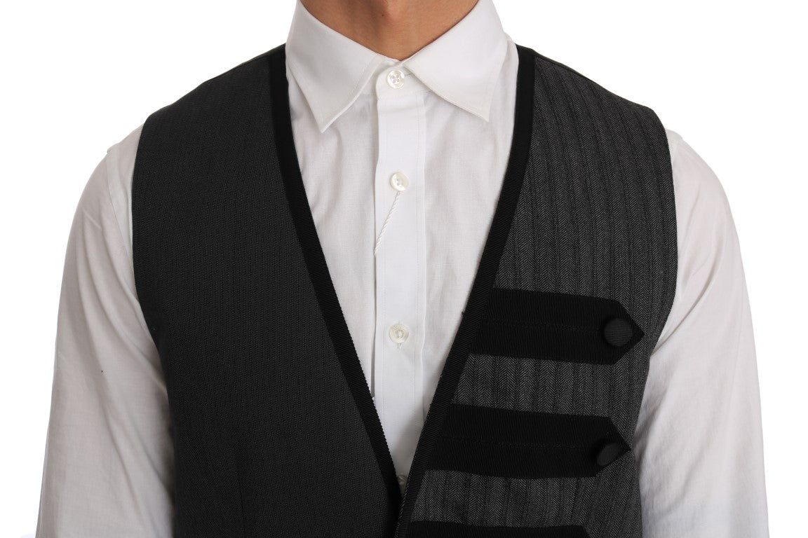 Chaleco ajustado estampado de lana gris