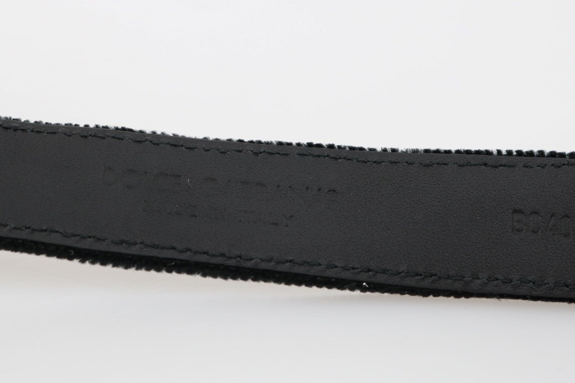 Cinturón negro de algodón con bordado de abeja real