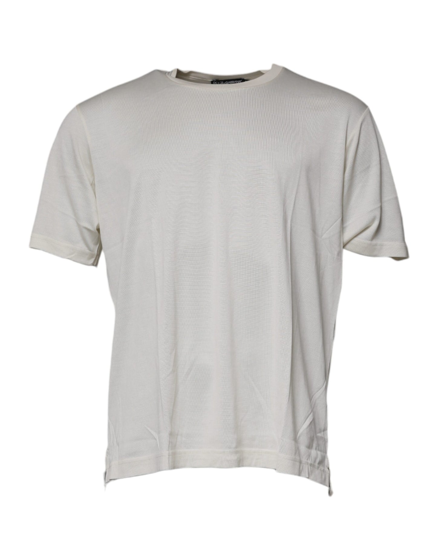 T-shirt à manches courtes et col ras du cou blanc cassé