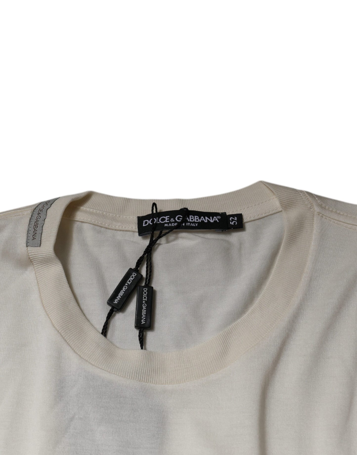 T-shirt à manches courtes et col ras du cou blanc cassé
