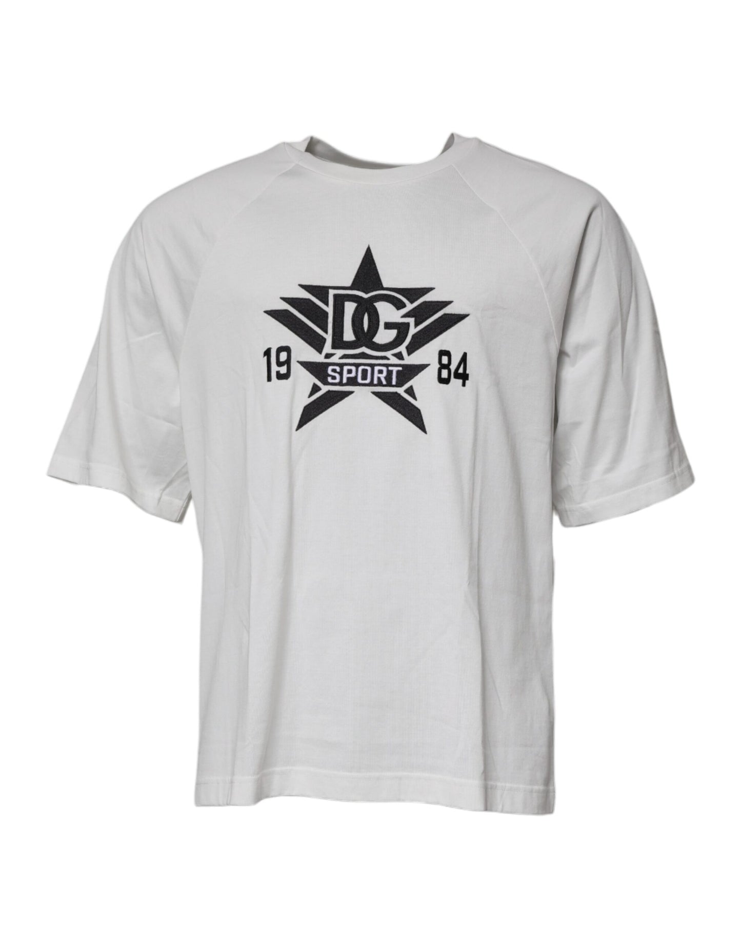T-shirt blanc à manches courtes et col ras du cou DG Sport