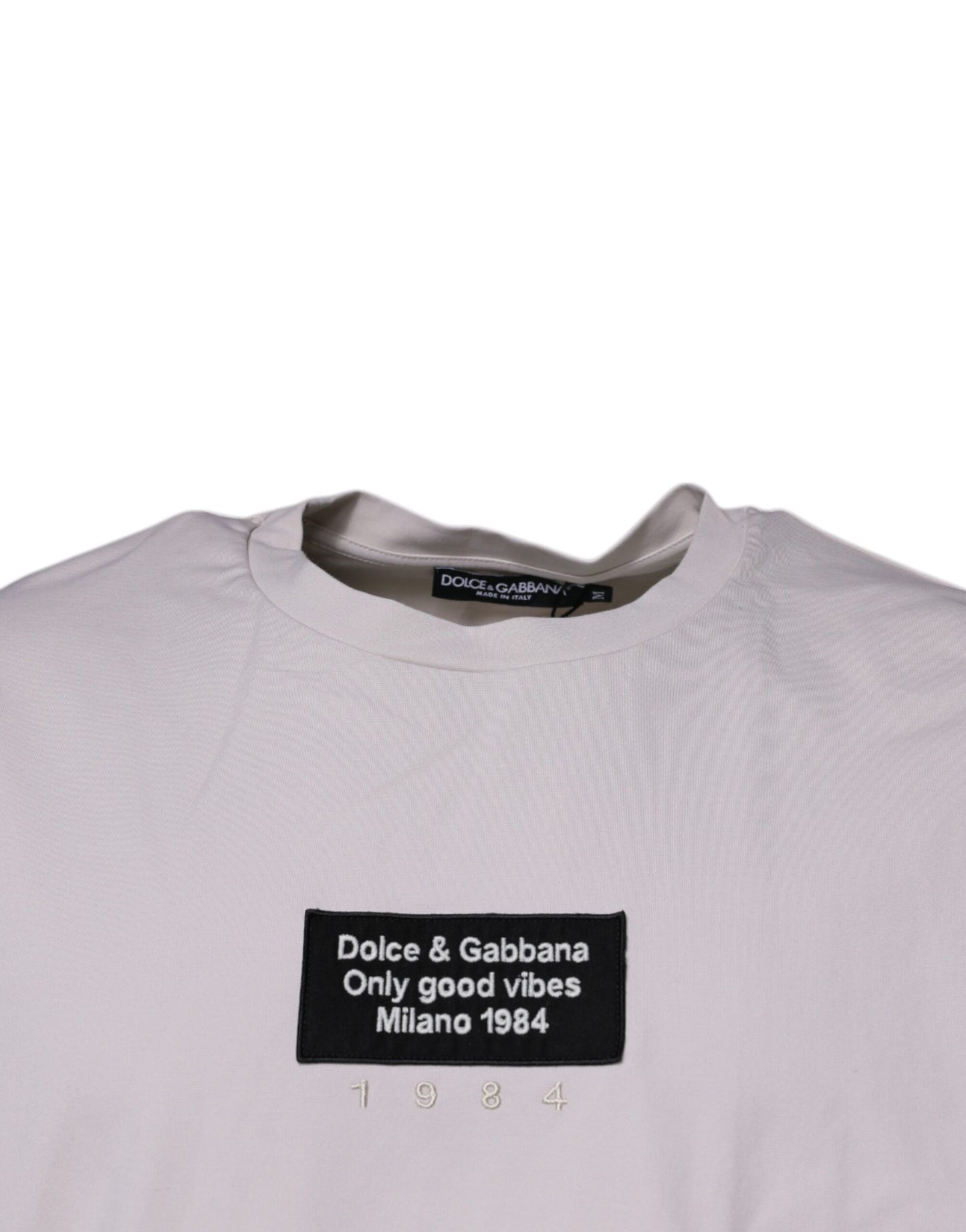 T-shirt beige à manches courtes et col ras du cou avec logo DG